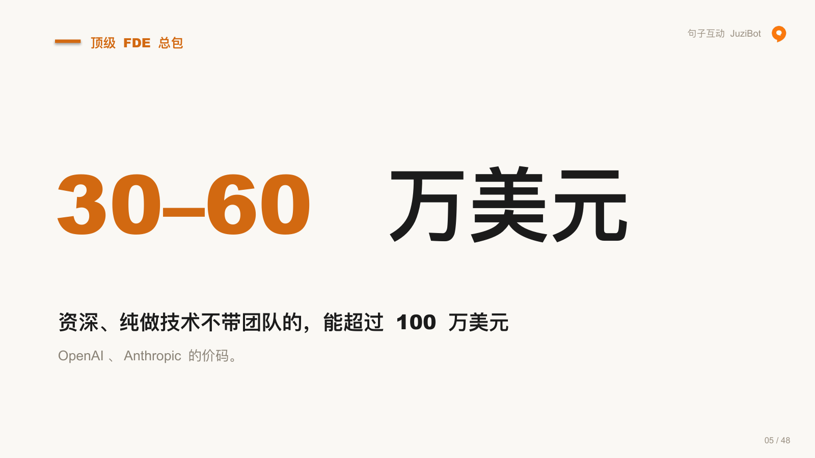 顶级 FDE 总包 · 30–60  万美元