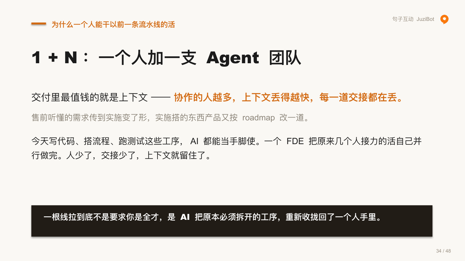 为什么一个人能干以前一条流水线的活 · 1 + N：一个人加一支 Agent 团队